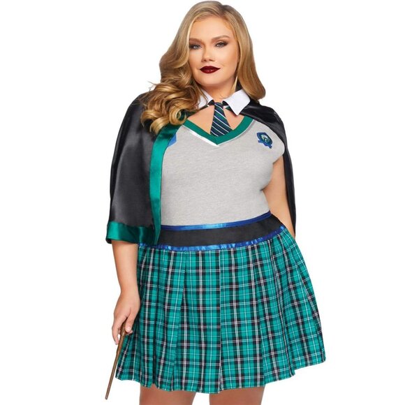 Plus Size Sinister Spellcaster Costume– 3 PC Magical School Girl Outfit - Picture 1 of 2